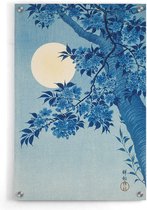 Walljar - Ohara Koson - Blossoming Cherry On A Moonlight Night - Muurdecoratie - Plexiglas schilderij