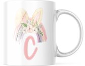 Paas Mok C regenboog konijnen oren | Paas cadeau | Pasen | Paasdecoratie | Pasen Decoratie | Grappige Cadeaus | Koffiemok | Koffiebeker | Theemok | Theebeker