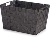 Kast/badkamer opbergmandjes zwart 35 x 25 x 20 cm - Kastmandjes/lade vakverdelers - Gevlochten stof met frame