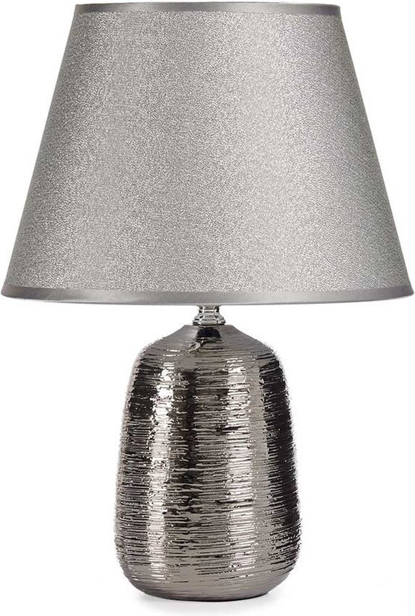 Giftdecor Design tafellamp/schemerlampje zilverkleurige kap en basis 25 x 37 cm