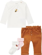 Noppies - kledingset - 4delig - broek bruin - shirt LS Snow White - 2p sokjes - Maat 56