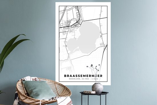 Stickers muraux - Nederland - Carte - Plan de la ville - Carte - Braassemermeer - 60x90 cm - Feuille adhésive