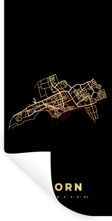 Stickers Stickers muraux - Or - Carte - Carte - Plan de la ville - Pays- Nederland - 80x160 cm - Feuille adhésive