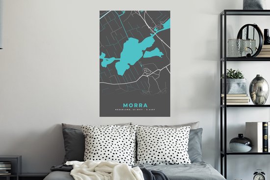 Muurstickers - Sticker Folie - Stadskaart - Plattegrond - Kaart - Nederland - Morra - 60x90 cm - Plakfolie - Muurstickers Kinderkamer - Zelfklevend Behang - Zelfklevend behangpapier - Stickerfolie