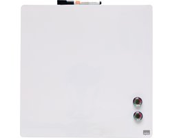 Nobo Droog Uitwisbaar Mini Magnetisch Whiteboard - Inclusief Whiteboard Marker, Magneten en Montagestickers - 36 x 36 cm - Wit
