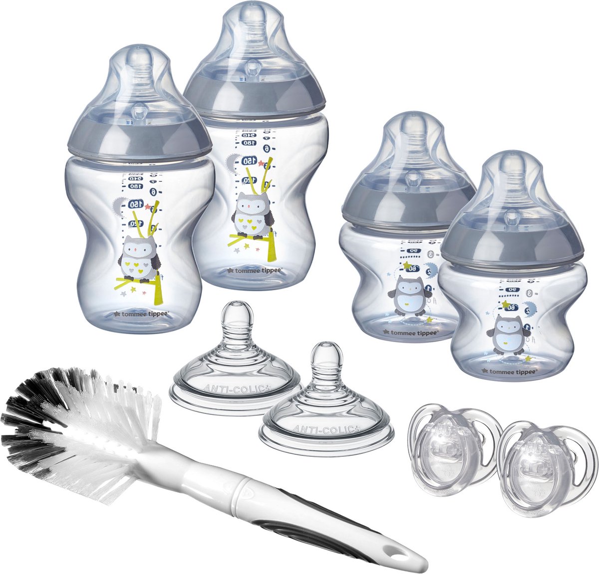 Tommee Tippee Closer to Nature flessen starterpakket voor pasgeboren baby's, tepelspenen met anti-koliek ventiel, gemengde maten
