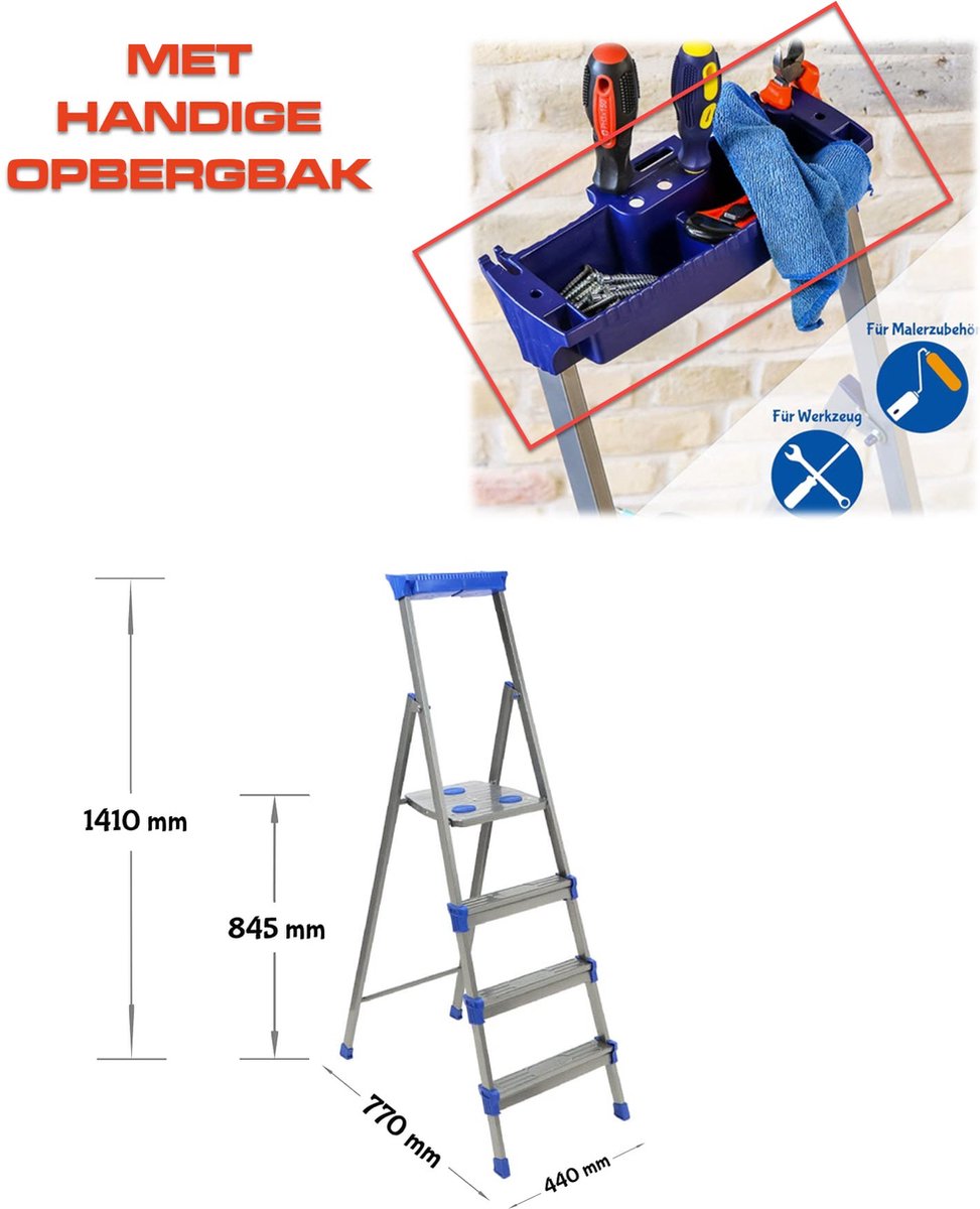 Huishoudtrap ladder - 4 treden - keuken - keukentrap