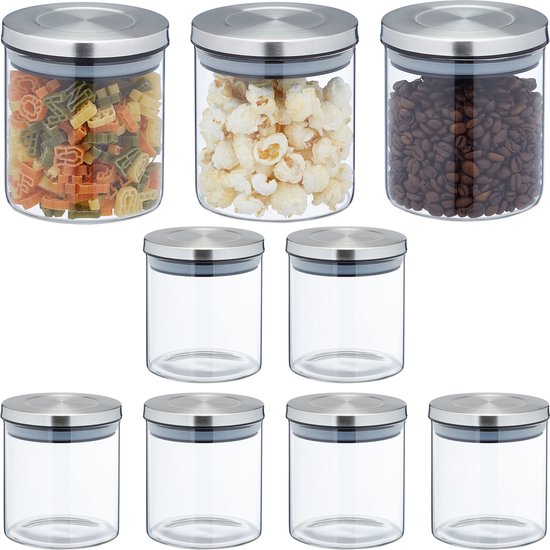 Pot de conservation Relaxdays avec couvercle 500 ml lot de 9 pot