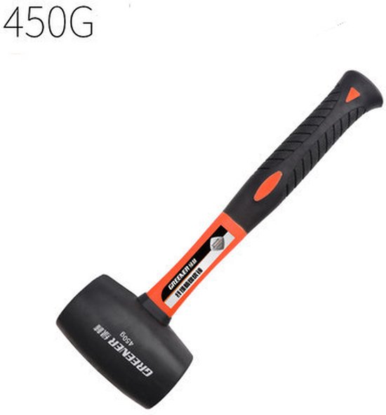 GREENER Rubberen hamer - Tegelhamer - Hamer - Montagehamer - Rubber hamer - Rubberhamer - Rubber - Oranje/Zwart - 450g
