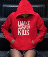 Moederdag Hoodie Awesome Kids - Kleur Rood | Maat S | Moederdag Cadeautje Voor Mama's