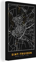 Peinture sur toile Carte - Or - Saint-Trond - Carte - Plan de la ville - 60x90 cm - Décoration murale