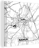 Canvas Schilderij Stadskaart – Plattegrond – België – Zwart Wit – Namur – Kaart - 90x90 cm - Wanddecoratie