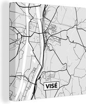 Toile Peinture City Map - Zwart Wit - Carte - Visé - België - Carte - 20x20 cm - Décoration murale