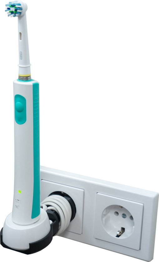 Opladerhouder met Snoeropslag // Handige wandhouder geschikt als uitbreiding voor de Oral-B tandenborstel oplader // Zwart