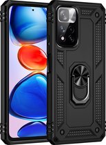 Xiaomi Redmi Note 11 Pro 5G Hoesje - Mobigear - Armor Ring Serie - Hard Kunststof Backcover - Zwart - Hoesje Geschikt Voor Xiaomi Redmi Note 11 Pro 5G