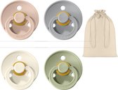 Bibs fopspeen | Met Speenzakje - maat 2 6-18 maanden - 4 stuks - Blush - Cloud - Sage - Ivory White