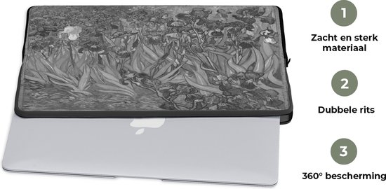 Housse ordinateur 15 pouces 38x29 cm - Vincent van Gogh - Housse Macbook & Laptop Iris - Peinture de Vincent van Gogh - Housse ordinateur portable avec photo