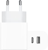 38W Power Oplader USB C Adapter en USB A - 20W USB-C en 18W USB-A Snellader - Dubbele Poorten USB Lader - Power Delivery + Quick Charge 3.0 Fast Charger - Oplaadstekker - Snellader