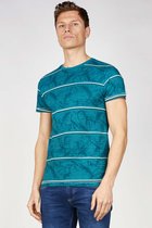 Gabbiano T-shirt T Shirt Met Subtiele Floral Allover Print 152579  Petrol Green 514 Mannen Maat - M