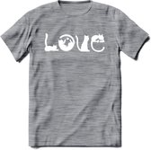 Cat Love - Katten T-Shirt Kleding Cadeau | Dames - Heren - Unisex | Kat / Dieren shirt | Grappig Verjaardag kado | Tshirt Met Print | - Donker Grijs - Gemaleerd - 3XL