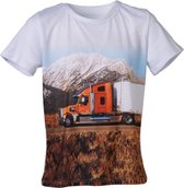 Jongens shirt korte mouwen wit met vrachtwagen | Maat 128/ 8Y