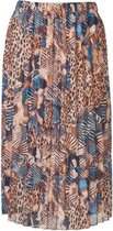 Dames plisse rok elastische tailleband - animalprint - kort  - blauw details | Maat L-XL
