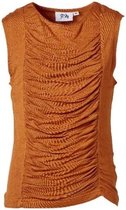 Meisjes shirt voorkant plooien cognac mouwloos | Maat 140/ 10Y