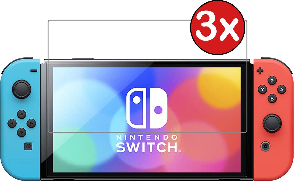Geschikt Voor Nintendo Switch Screenprotector Tempered Glass Screen Protector Gehard Glas - 3 PACK
