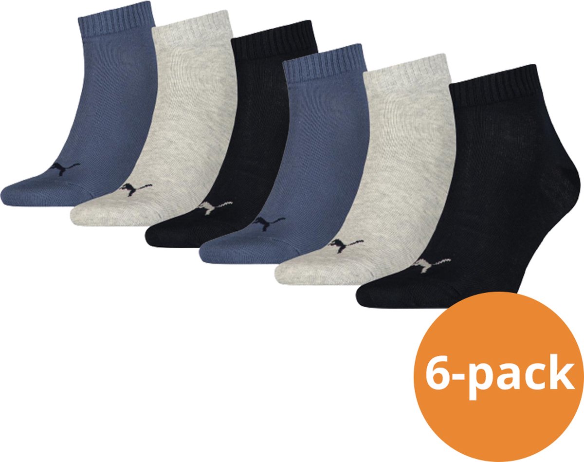 Puma Quarter Sokken Plain 6-pack / Nightshadow -39/42 Zwart