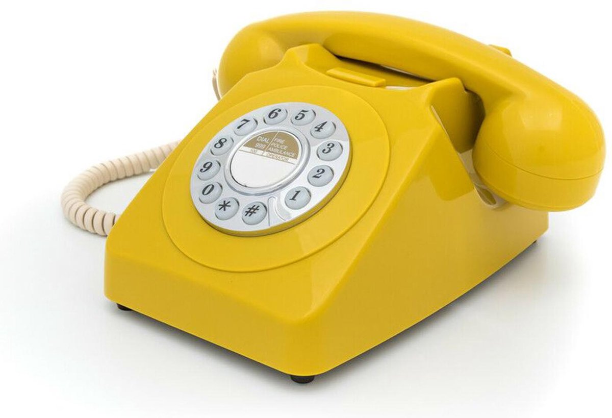 GPO 746PUSHMUS - Telefoon retro jaren ‘70, druktoetsen, mosterdgeel