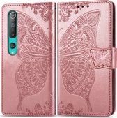 Mobigear Telefoonhoesje geschikt voor Xiaomi Mi 10 Pro Hoesje | Mobigear Butterfly Bookcase Portemonnee | Pasjeshouder voor 3 Pasjes | Telefoonhoesje voor Pinpas / OV Kaart / Rijbewijs - Roségoud