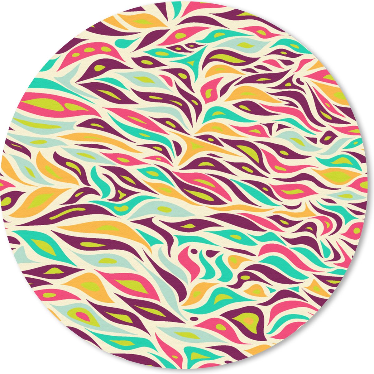 Muismat rond 20x20 cm - Mousepad Bladeren - Lijn - Patronen - Ronde muismatten