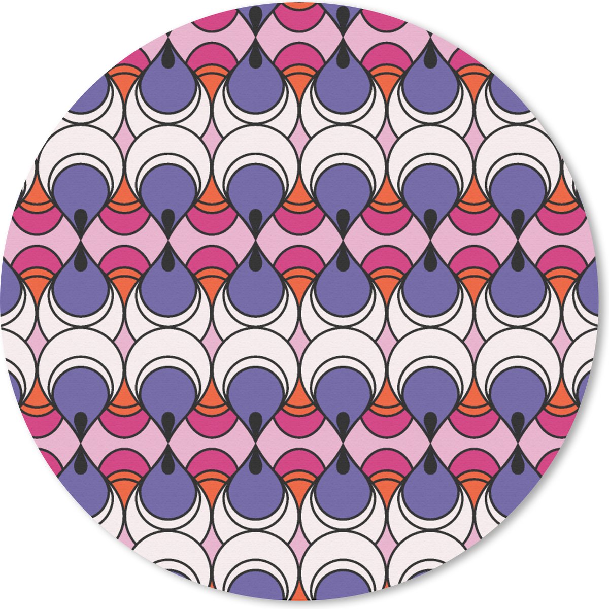 Muismat rond 30x30 cm - Mousepad Retro - Druppel - Design - Ronde muismatten