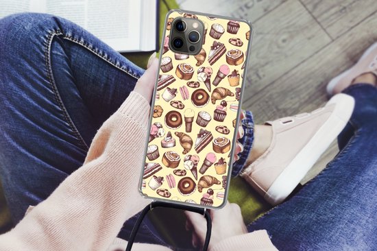 Coque avec cordon iPhone 13 Pro - Fille - Nourriture - Gâteau - Motifs - Fille - Kids - Enfants - Meiden - Siliconen - Bandoulière - Coque arrière avec cordon - Coque pour téléphone avec cordon - Coque avec corde