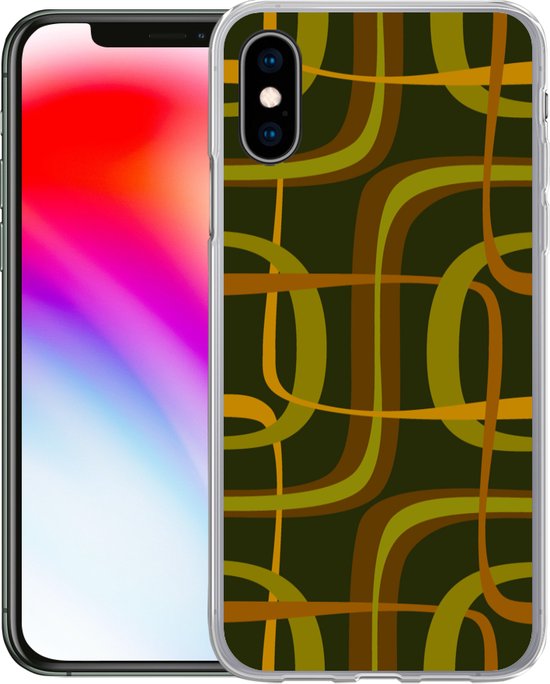 Telefoonhoesje Geschikt voor iPhone X hoesje - Jaren 70 - Retro - Groen - Siliconen Telefoonhoesje Telefoonhoesje