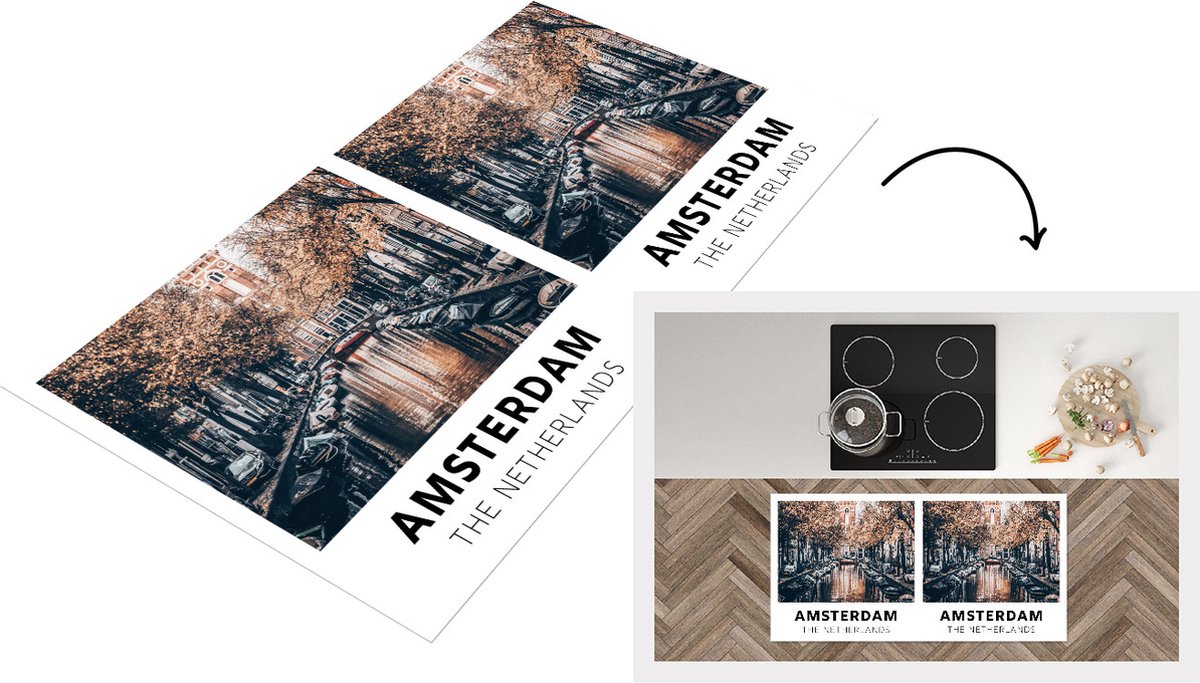 KitchenYeah Keukenloper - Loper keuken - Nederland - Amsterdam - Water - 120x60 cm - Keukenloper vinyl Multicolor