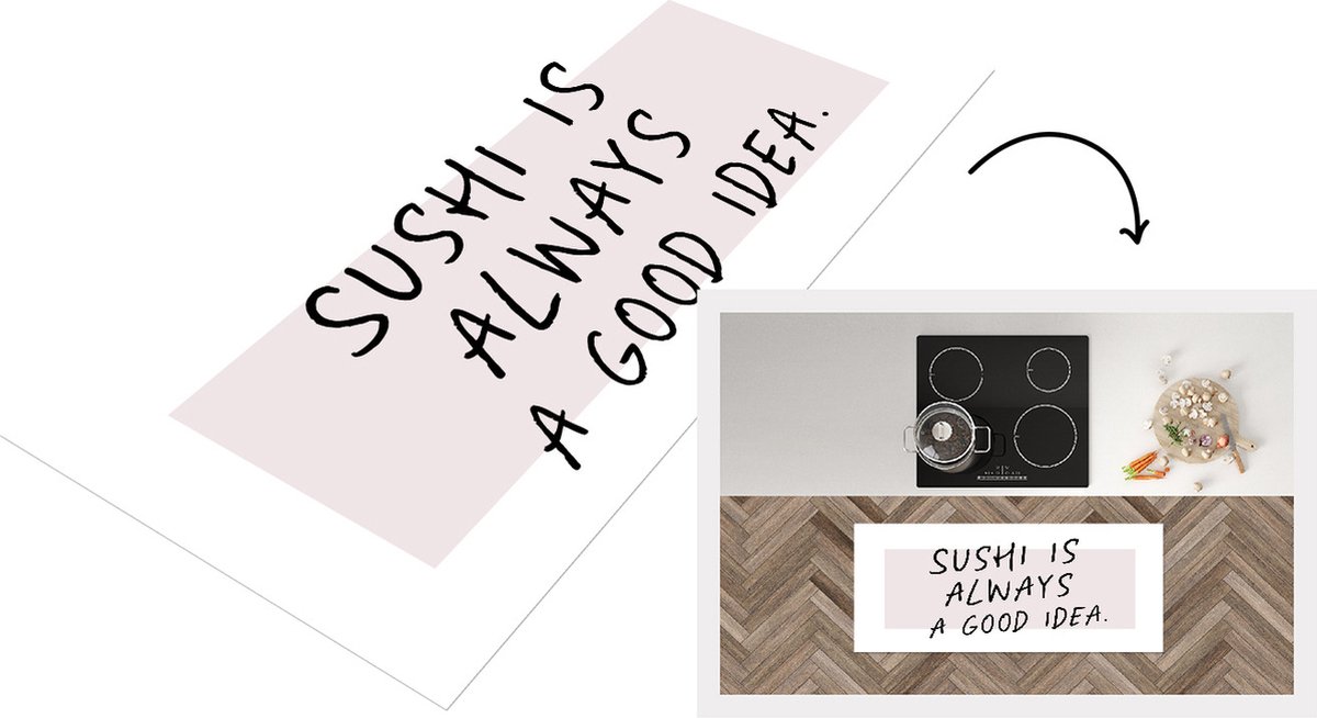 KitchenYeah Keukenloper - Loper keuken - Quotes - Eten - Sushi is always a good idea - Spreuken - Sushi - 120x50 cm - Keukenloper vinyl Multicolor