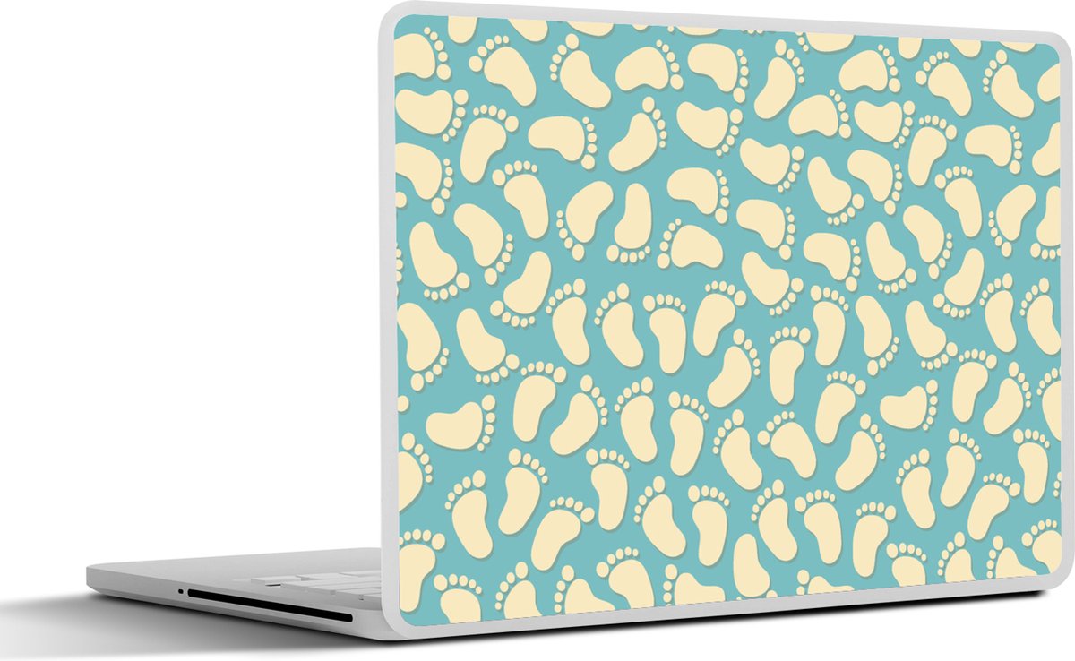 Laptop sticker - 14 inch - Patronen - Voet - Blauw - Jongens - Kinderen - Kids - Jongetje - 32x5x23x5cm - Laptopstickers - Laptop skin - Cover