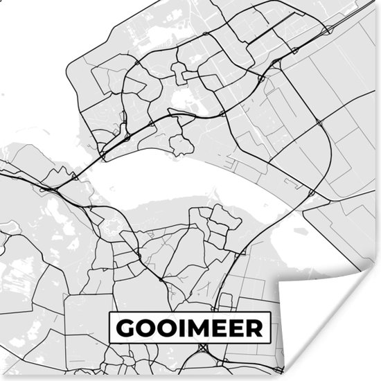Poster Kaart - Gooimeer - Nederland - Plattegrond - Stadskaart - 75x75 cm
