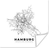 Poster Stadskaart – Zwart Wit - Kaart – Hamburg – Duitsland – Plattegrond - 100x100 cm XXL