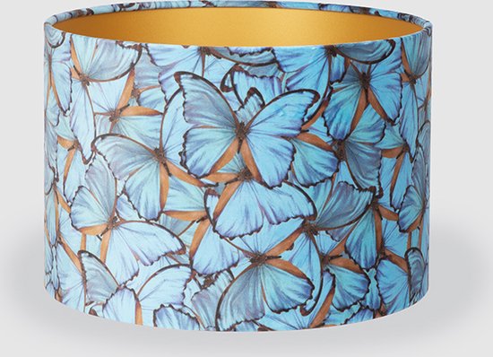 Abat-jour Conique En Velours Bleu 37cm Seynave