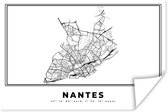 Poster Frankrijk – Stadskaart - Zwart Wit – Nantes – Plattegrond – Kaart - 180x120 cm XXL