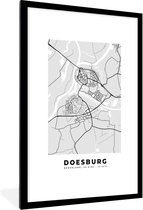 Fotolijst incl. Poster Zwart Wit- Doesburg - Nederland - Kaart - Plattegrond - Stadskaart - Zwart Wit - 80x120 cm - Posterlijst