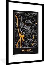 Fotolijst incl. Poster - Gennep - Stadskaart - Black and Gold - Plattegrond - Kaart - 80x120 cm - Posterlijst