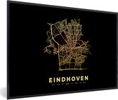Fotolijst incl. Poster - Plattegrond - Stadskaart - Kaart - Eindhoven - Nederland - 90x60 cm - Posterlijst