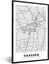 Fotolijst incl. Poster Zwart Wit- Vaassen - Stadskaart - Kaart - Plattegrond - Zwart Wit - Nederland - 80x120 cm - Posterlijst