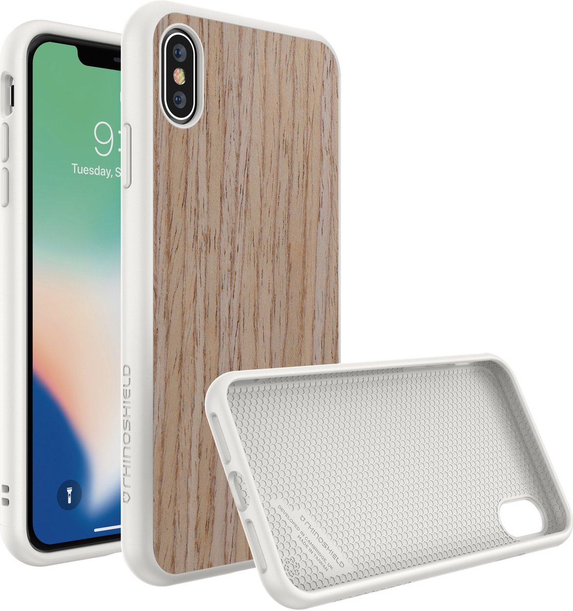 Rhinoshield SolidSuit Backcover Hoesje - Geschikt voor Apple iPhone XS Max - Gsm case - Walnut White
