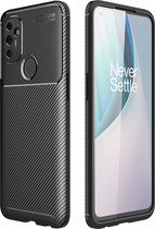 Mobigear Hoesje geschikt voor OnePlus Nord N100 Telefoonhoesje Flexibel TPU | Mobigear Racing Backcover | Nord N100 Case | Back Cover - Zwart