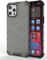 Mobigear Honeycomb - Telefoonhoesje geschikt voor Apple iPhone 13 Mini Shockproof Hardcase Hoesje - Zwart