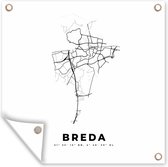 Tuinposters Nederland – Breda – Stadskaart – Kaart – Zwart Wit – Plattegrond - 50x50 cm - Tuindoek - Buitenposter